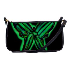 Green Neon Butterfly Shoulder Clutch Bags by Valentinaart