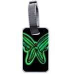 Green neon butterfly Luggage Tags (Two Sides) Back