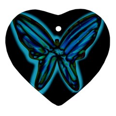 Blue Butterfly Ornament (heart)  by Valentinaart