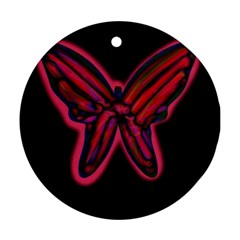 Red Butterfly Round Ornament (two Sides)  by Valentinaart