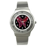 Red butterfly Stainless Steel Watch Front