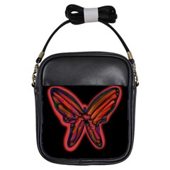 Red Butterfly Girls Sling Bags by Valentinaart