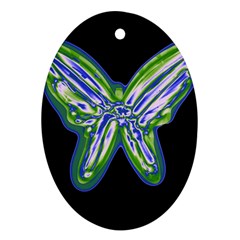 Green Neon Butterfly Ornament (oval) 