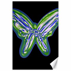 Green Neon Butterfly Canvas 24  X 36 