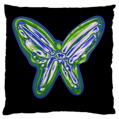 Green Neon Butterfly Standard Flano Cushion Case (one Side) by Valentinaart