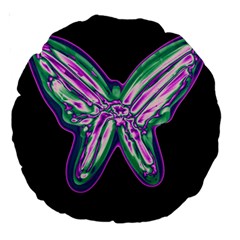 Neon Butterfly Large 18  Premium Round Cushions by Valentinaart