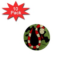 Red Cartoon Snake 1  Mini Magnet (10 Pack)  by Valentinaart