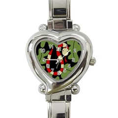 Red Cartoon Snake Heart Italian Charm Watch by Valentinaart