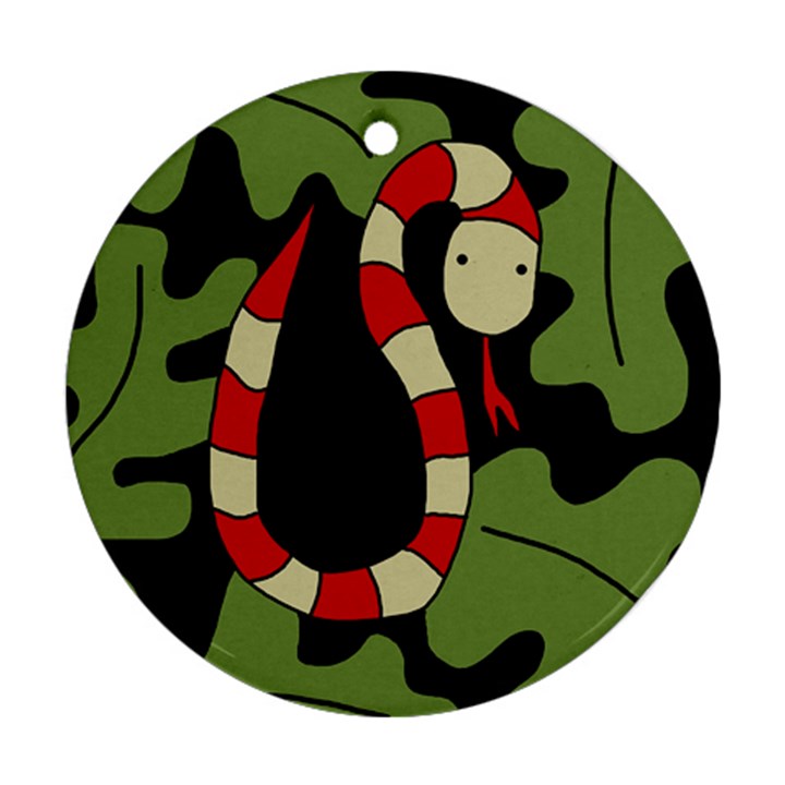 Red cartoon snake Round Ornament (Two Sides) 