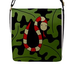 Red Cartoon Snake Flap Messenger Bag (l)  by Valentinaart