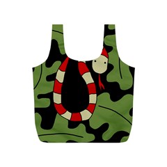 Red Cartoon Snake Full Print Recycle Bags (s)  by Valentinaart