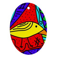 Yellow Bird Ornament (oval)  by Valentinaart