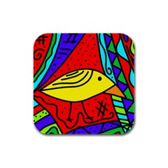 Yellow Bird Rubber Square Coaster (4 Pack)  by Valentinaart