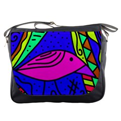 Pink Bird Messenger Bags by Valentinaart