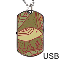 Brown Bird Dog Tag Usb Flash (two Sides)  by Valentinaart