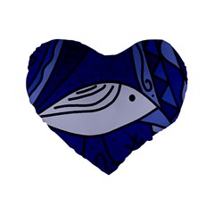 Blue Bird Standard 16  Premium Heart Shape Cushions by Valentinaart