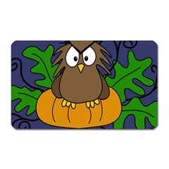 Halloween Owl And Pumpkin Magnet (rectangular) by Valentinaart