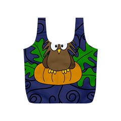 Halloween Owl And Pumpkin Full Print Recycle Bags (s)  by Valentinaart