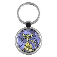 Artistic Cat - Yellow Key Chains (round)  by Valentinaart