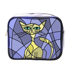 Artistic Cat - Yellow Mini Toiletries Bags by Valentinaart