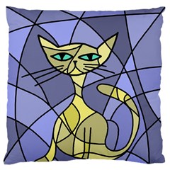 Artistic Cat - Yellow Standard Flano Cushion Case (two Sides) by Valentinaart