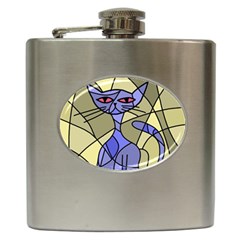 Artistic Cat - Blue Hip Flask (6 Oz) by Valentinaart