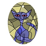 Artistic cat - blue Oval Ornament (Two Sides) Front