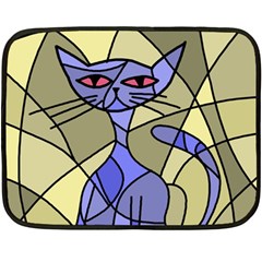 Artistic Cat - Blue Fleece Blanket (mini) by Valentinaart