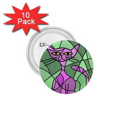 Artistic Cat - Purple 1 75  Buttons (10 Pack) by Valentinaart