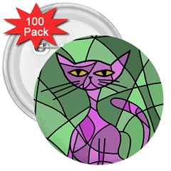 Artistic Cat - Purple 3  Buttons (100 Pack)  by Valentinaart