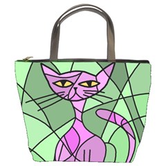 Artistic Cat - Purple Bucket Bags by Valentinaart