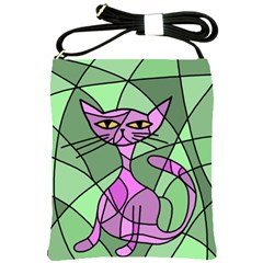 Artistic Cat - Purple Shoulder Sling Bags