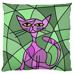 Artistic Cat - Purple Large Flano Cushion Case (one Side) by Valentinaart