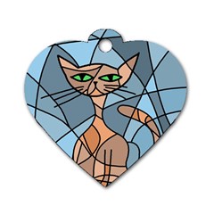 Artistic  Cat - Orange Dog Tag Heart (one Side) by Valentinaart