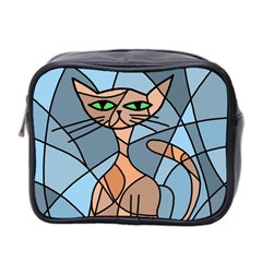 Artistic  Cat - Orange Mini Toiletries Bag 2-side by Valentinaart
