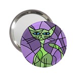 Artistic cat - green 2.25  Handbag Mirrors Front