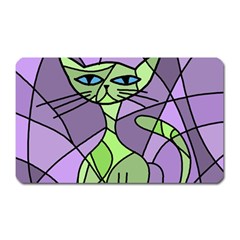 Artistic cat - green Magnet (Rectangular)