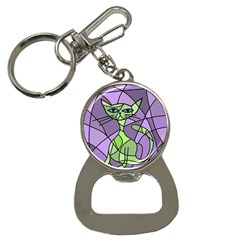 Artistic cat - green Bottle Opener Key Chains