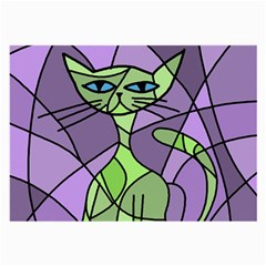 Artistic cat - green Large Glasses Cloth