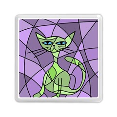 Artistic cat - green Memory Card Reader (Square) 