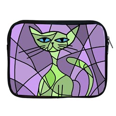 Artistic cat - green Apple iPad 2/3/4 Zipper Cases
