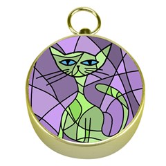 Artistic cat - green Gold Compasses