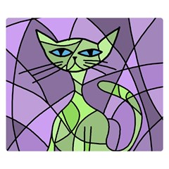 Artistic cat - green Double Sided Flano Blanket (Small) 