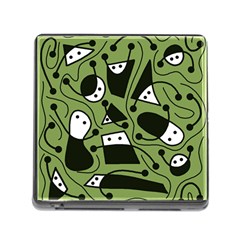 Playful Abstract Art - Green Memory Card Reader (square) by Valentinaart