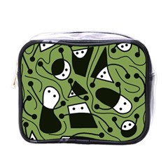 Playful Abstract Art - Green Mini Toiletries Bags by Valentinaart