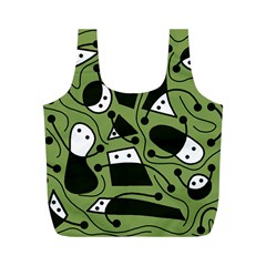 Playful abstract art - green Full Print Recycle Bags (M) 