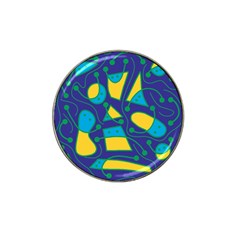 Playful Abstract Art - Blue And Yellow Hat Clip Ball Marker by Valentinaart