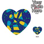 Playful abstract art - blue and yellow Multi-purpose Cards (Heart)  Front 15