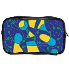 Playful Abstract Art - Blue And Yellow Toiletries Bags 2-side by Valentinaart