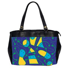 Playful Abstract Art - Blue And Yellow Office Handbags (2 Sides)  by Valentinaart